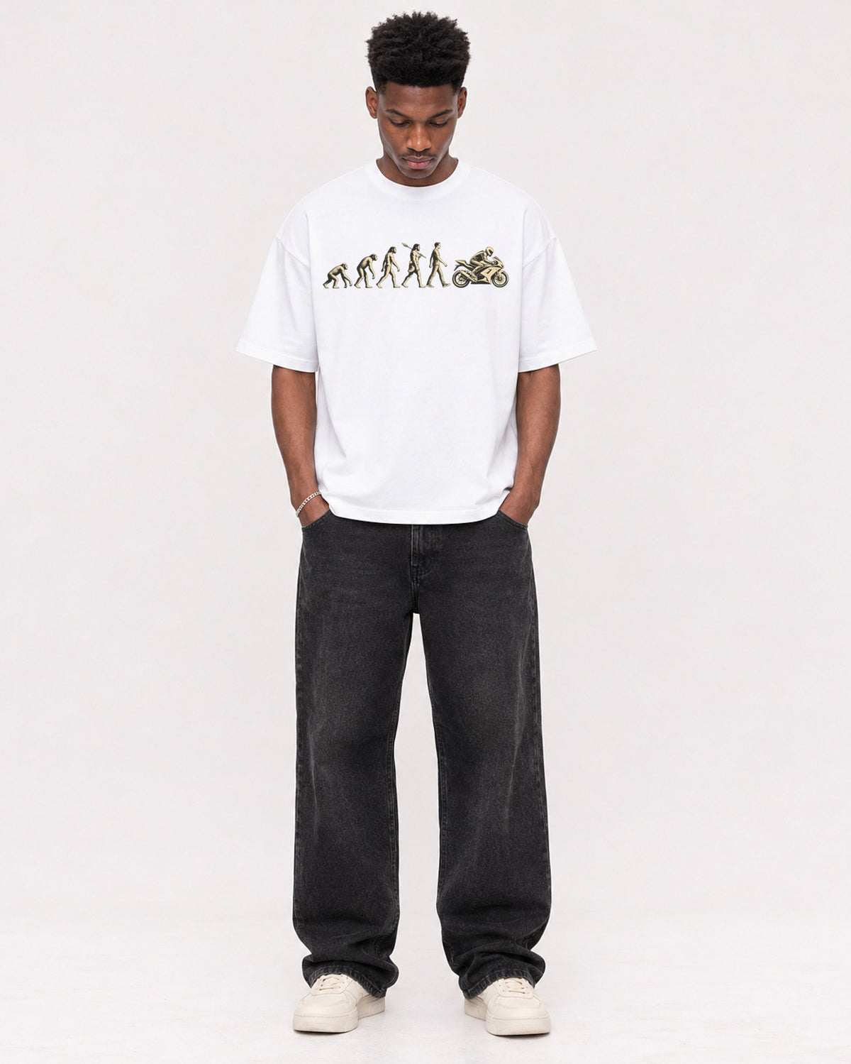 Mockup Boxy Heavyweight Tee White male full-body 15
