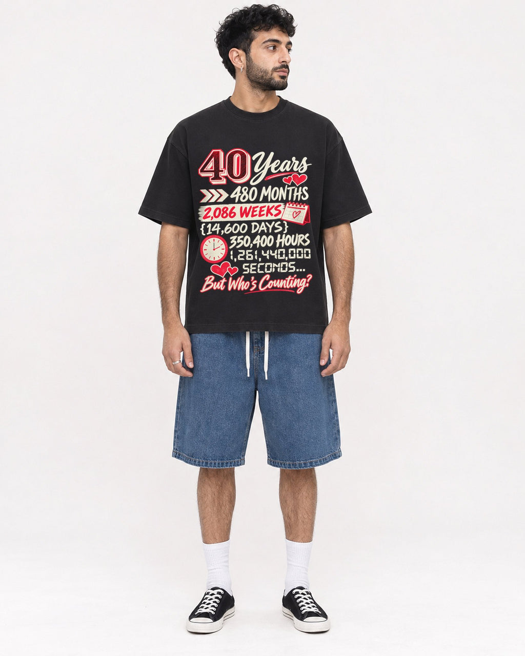 Mockup Boxy Heavyweight Tee Black male full-body 07