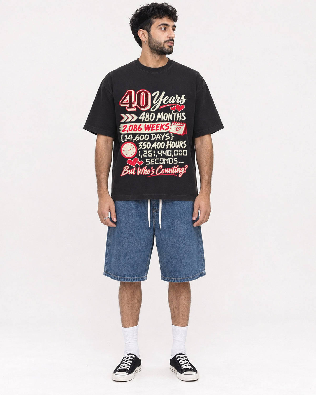 Mockup Boxy Heavyweight Tee Black male full-body 07