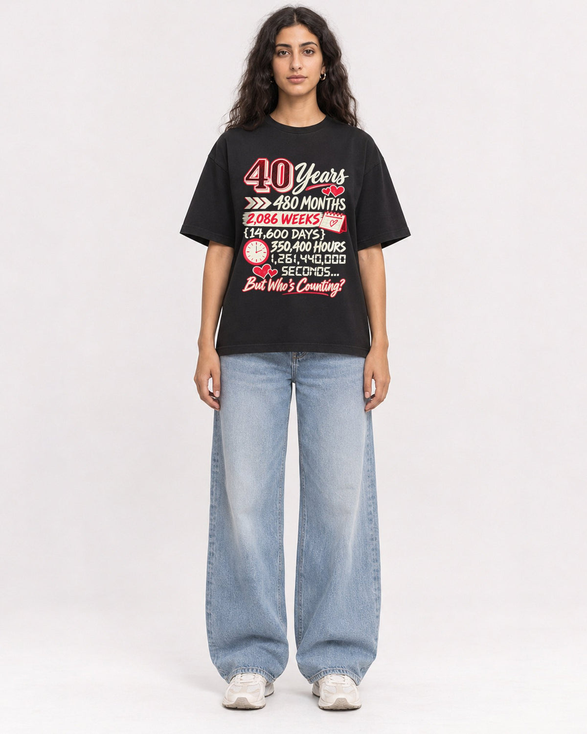 Mockup Boxy Heavyweight Tee Black female full-body 07