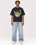 Mockup Boxy Heavyweight Tee Black male full-body 05