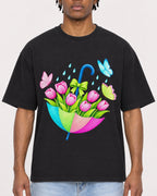 Mockup Boxy Heavyweight Tee Black male close-up 05