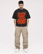 Mockup Boxy Heavyweight Tee Black male full-body 12