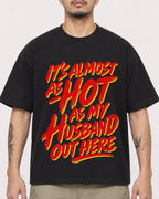 Mockup Boxy Heavyweight Tee Black male close-up 12