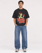 Mockup Boxy Heavyweight Tee Black male full-body 10