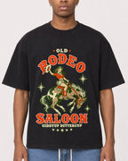 Mockup Boxy Heavyweight Tee Black male close-up 35
