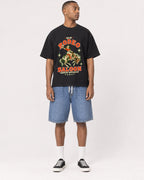 Mockup Boxy Heavyweight Tee Black male full-body 35