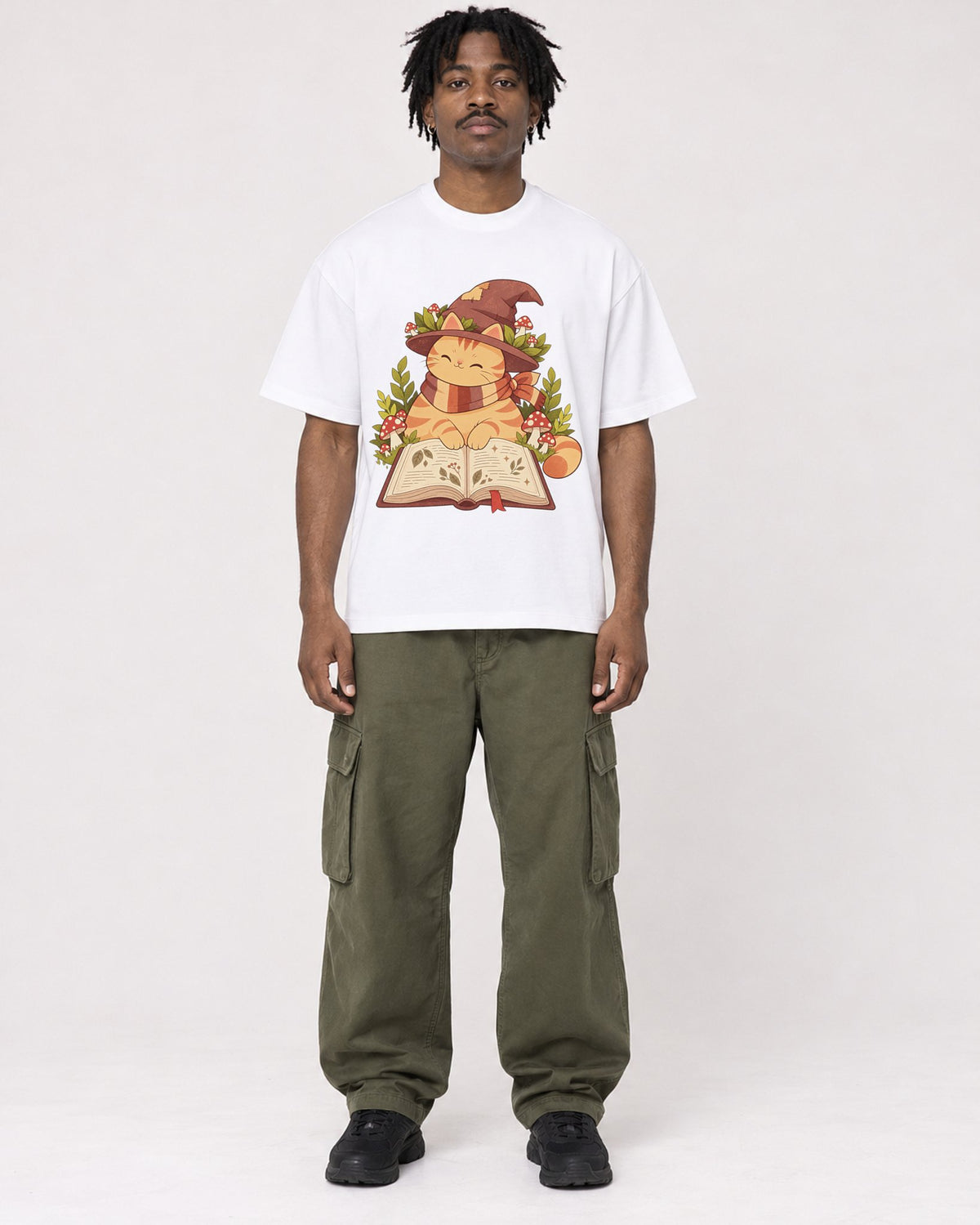 Mockup Boxy Heavyweight Tee White male full-body 04