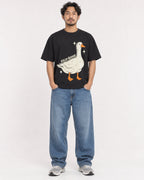 Mockup Boxy Heavyweight Tee Black male full-body 02