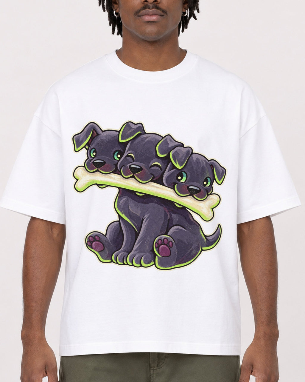 Mockup Boxy Heavyweight Tee White male close-up 04