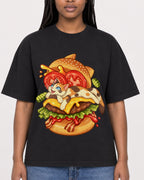 Mockup Boxy Heavyweight Tee Black female close-up 04
