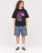 Mockup Boxy Heavyweight Tee Black female full-body 09
