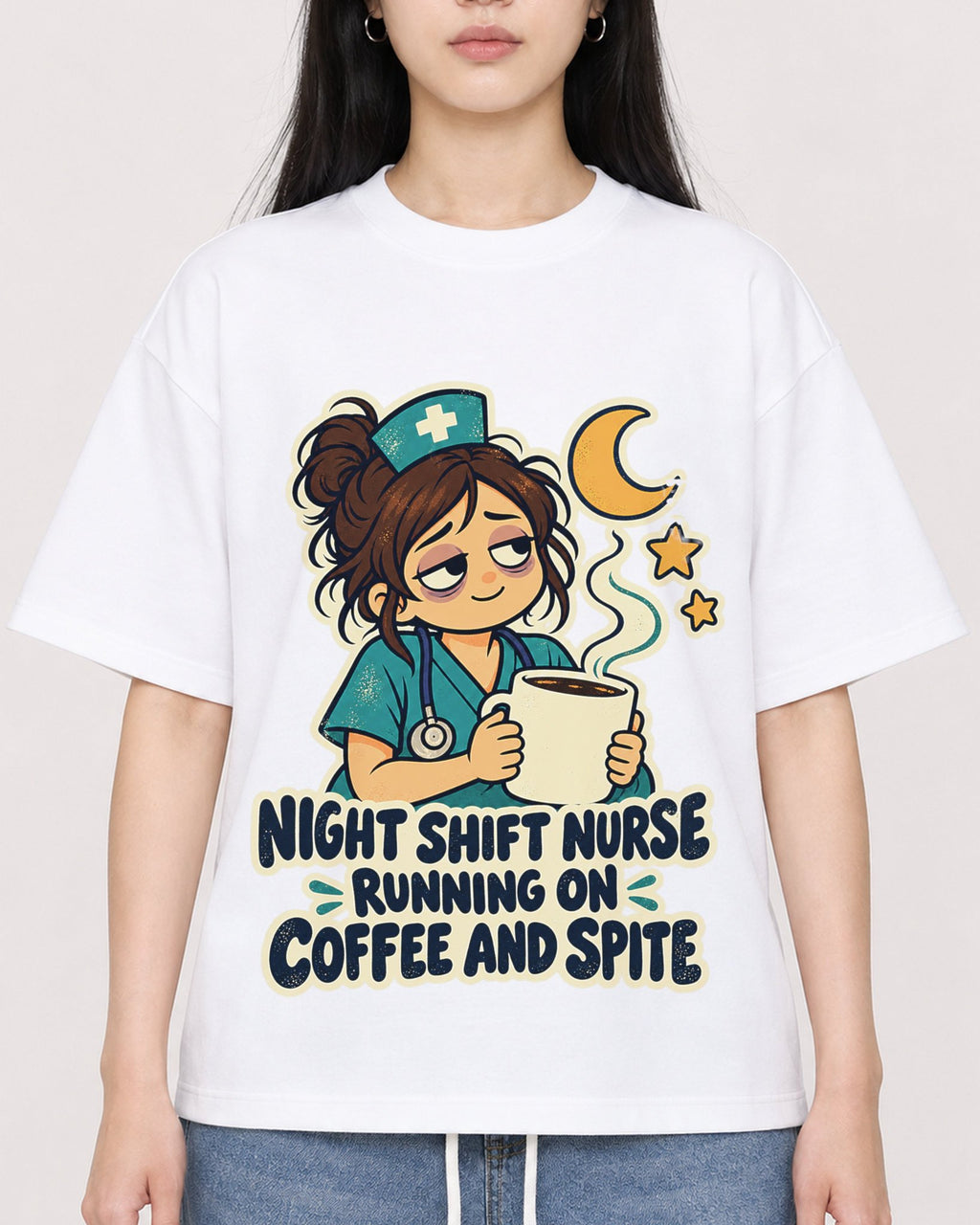 Mockup Boxy Heavyweight Tee White female close-up 01