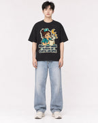 Mockup Boxy Heavyweight Tee Black male full-body 01