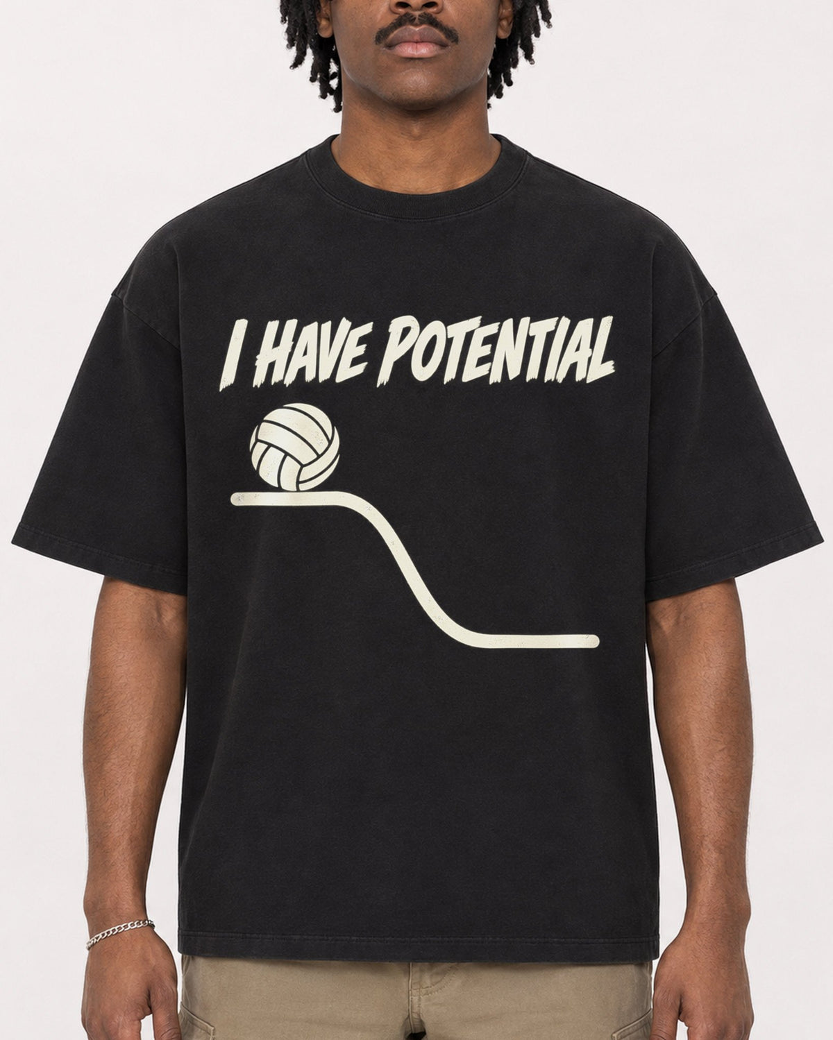 Mockup Boxy Heavyweight Tee Black male close-up 04