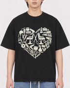 Mockup Boxy Heavyweight Tee Black male close-up 11