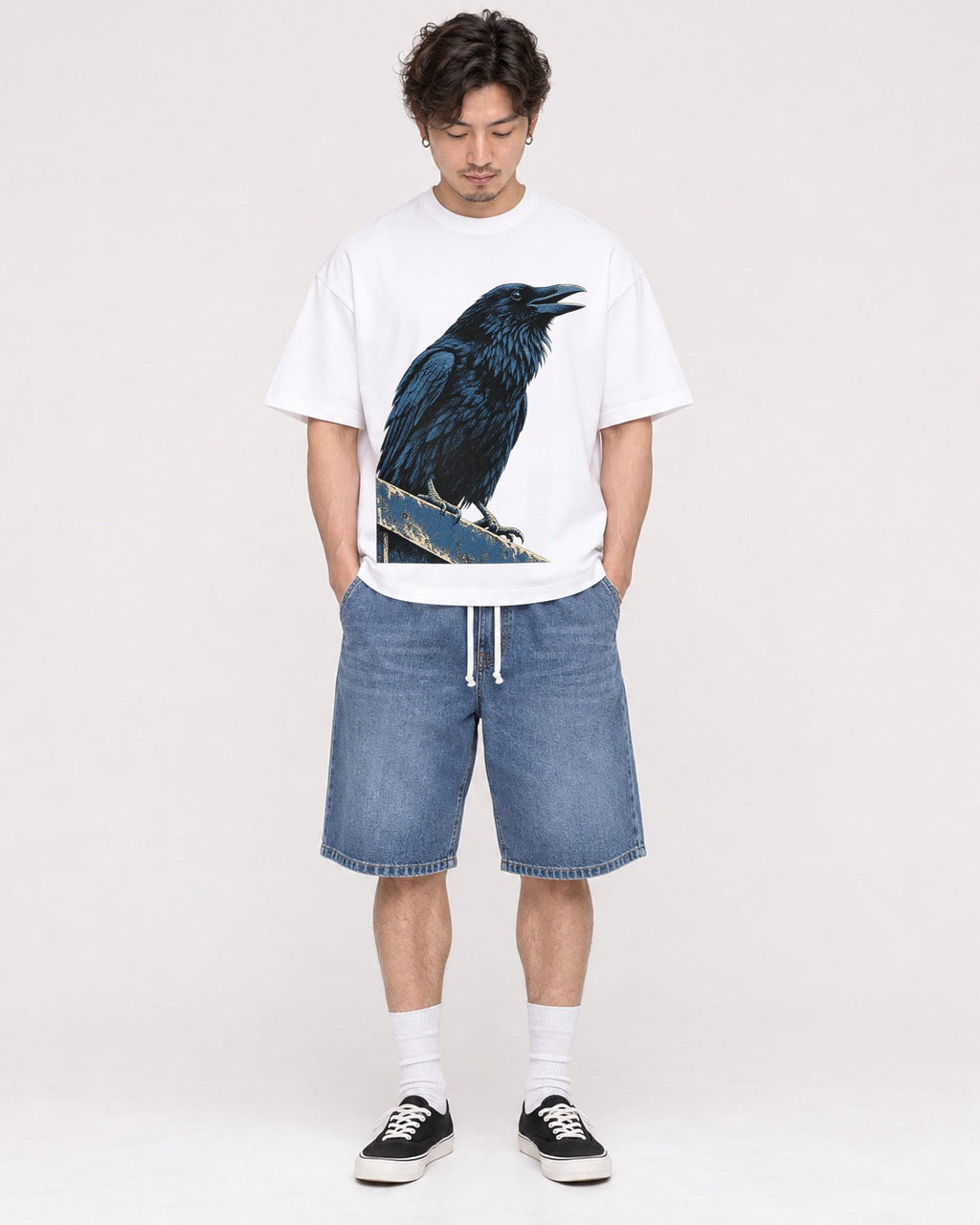 Mockup Boxy Heavyweight Tee White male full-body 03