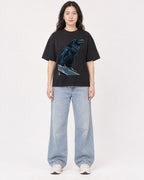 Mockup Boxy Heavyweight Tee Black female full-body 03