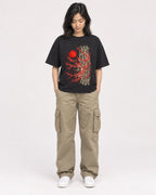 Mockup Boxy Heavyweight Tee Black female full-body 22