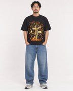 Mockup Boxy Heavyweight Tee Black male full-body 02