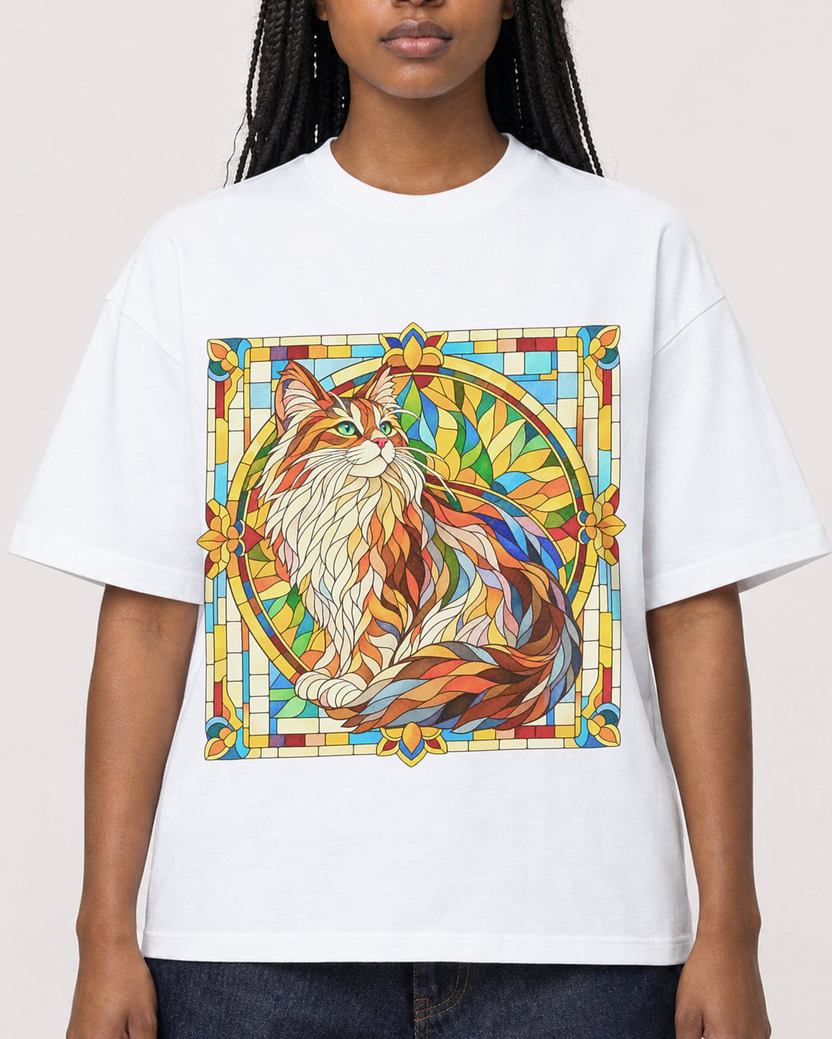 Mockup Boxy Heavyweight Tee White female close-up 04