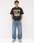 Mockup Boxy Heavyweight Tee Black male full-body 06