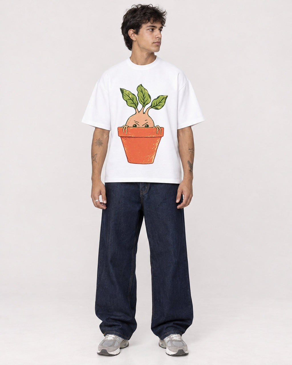 Mockup Boxy Heavyweight Tee White male full-body 06