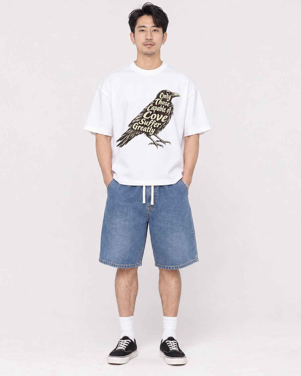 Mockup Boxy Heavyweight Tee White male full-body 13