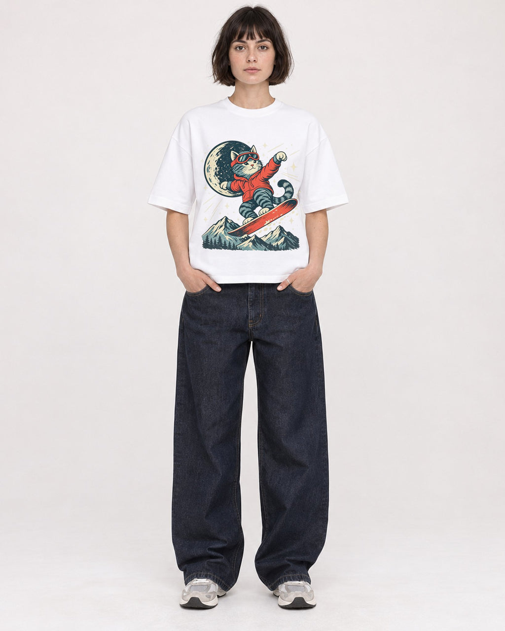 Mockup Boxy Heavyweight Tee White female full-body 39