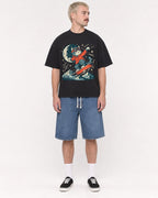 Mockup Boxy Heavyweight Tee Black male full-body 39
