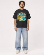 Mockup Boxy Heavyweight Tee Black male full-body 17