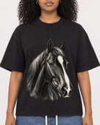 Mockup Boxy Heavyweight Tee Black female close-up 05