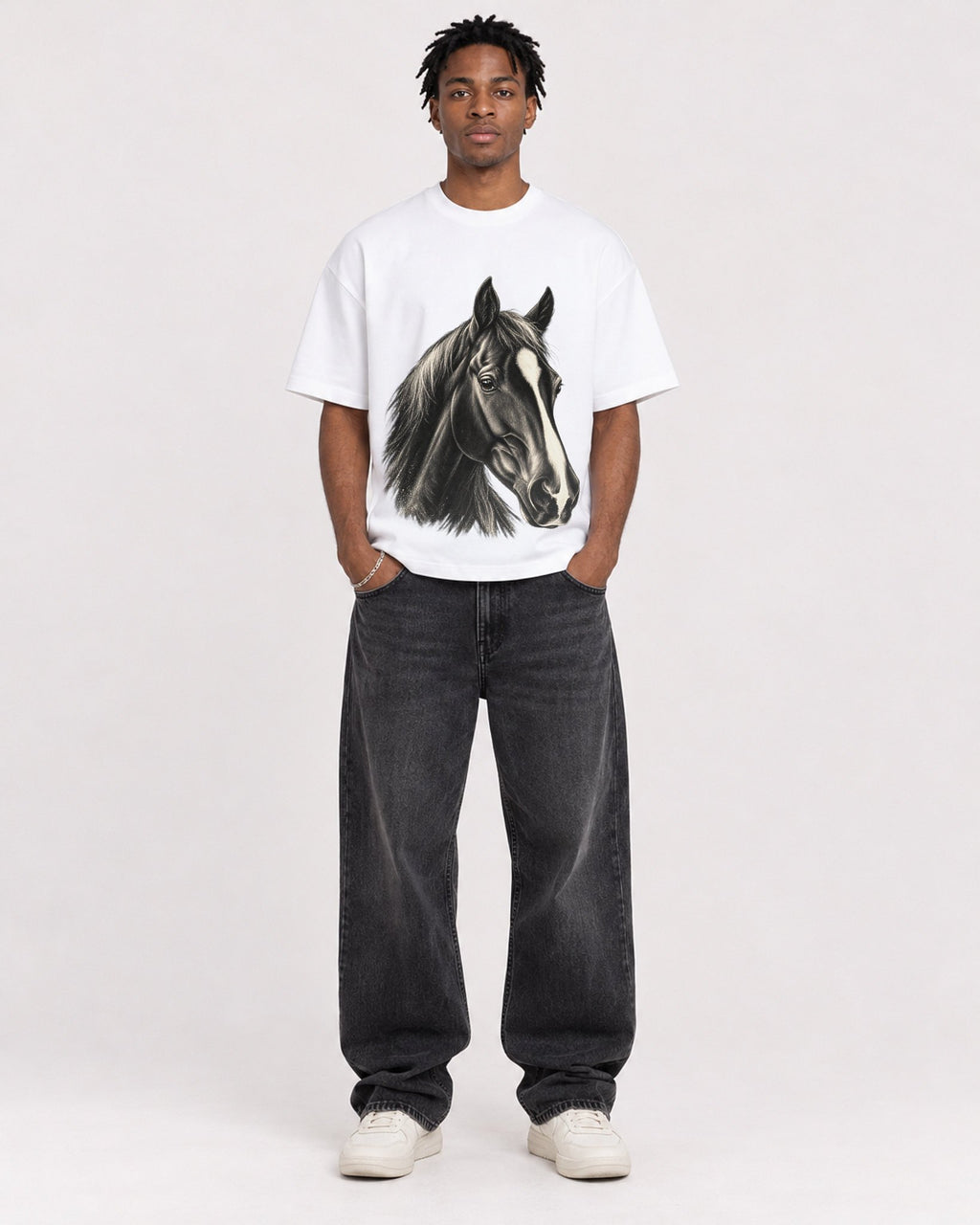 Mockup Boxy Heavyweight Tee White male full-body 05