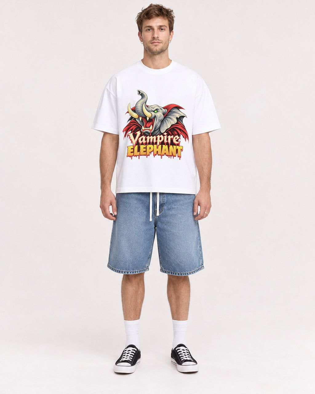 Mockup Boxy Heavyweight Tee White male full-body 08