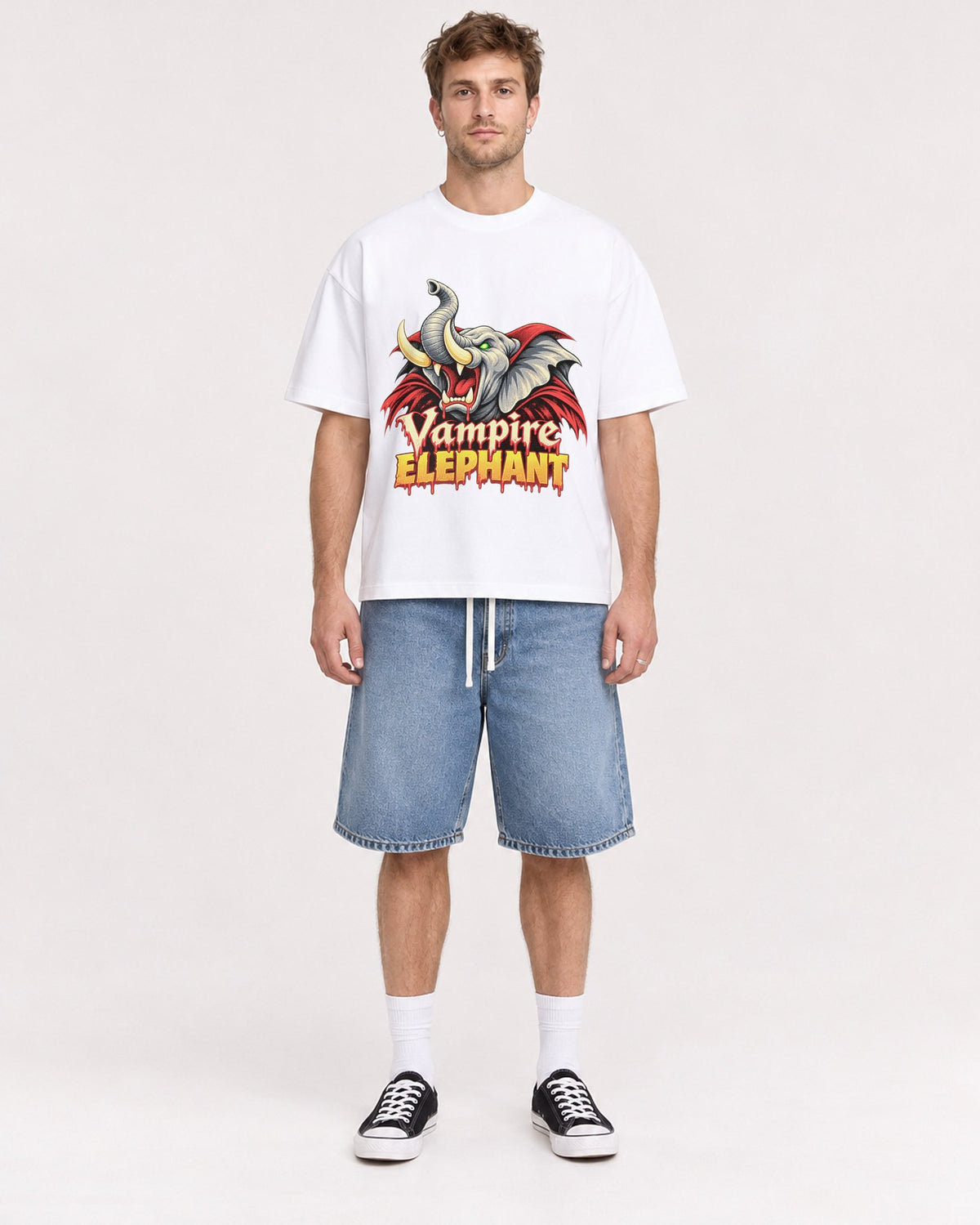 Mockup Boxy Heavyweight Tee White male full-body 08