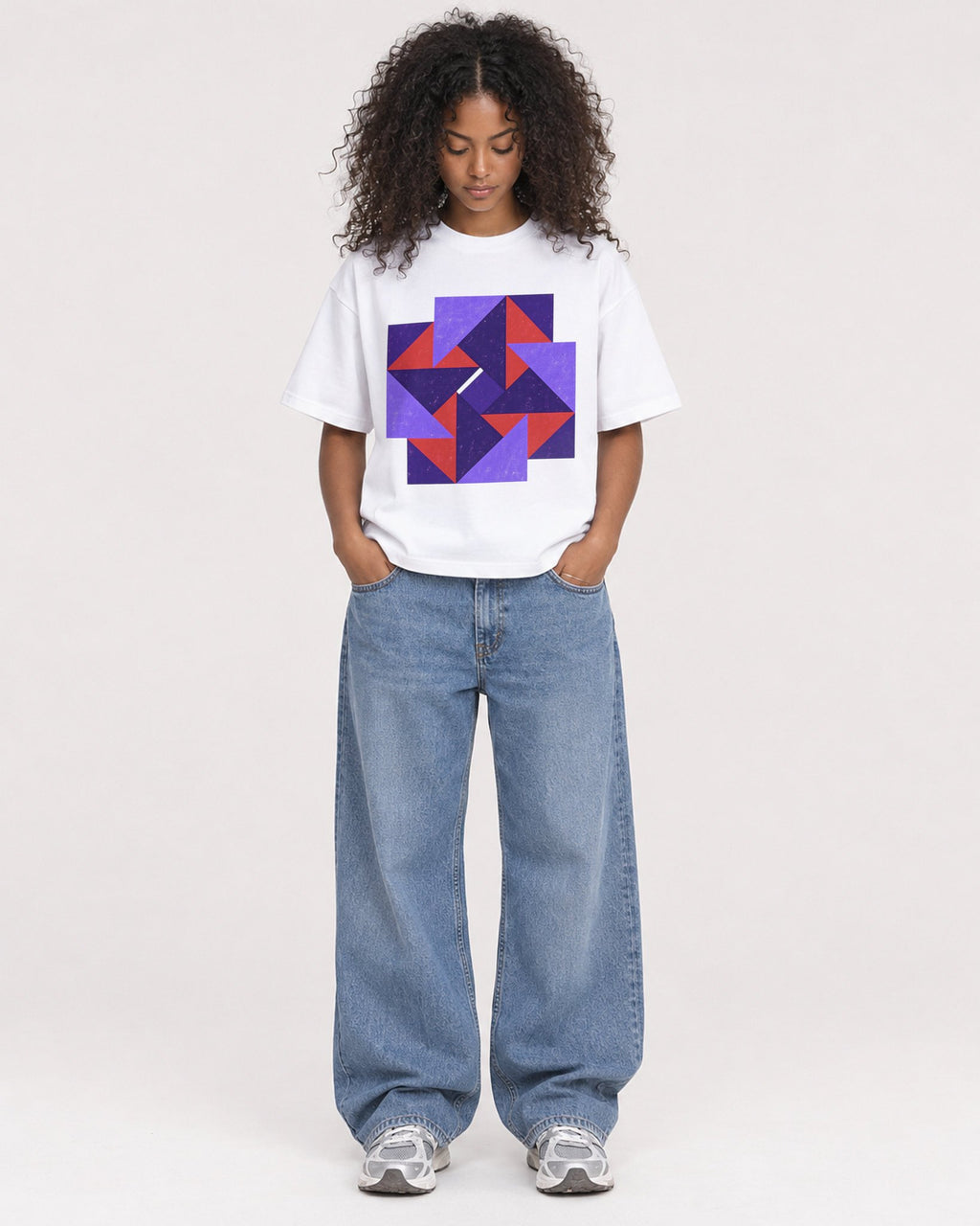 Mockup Boxy Heavyweight Tee White female full-body 05