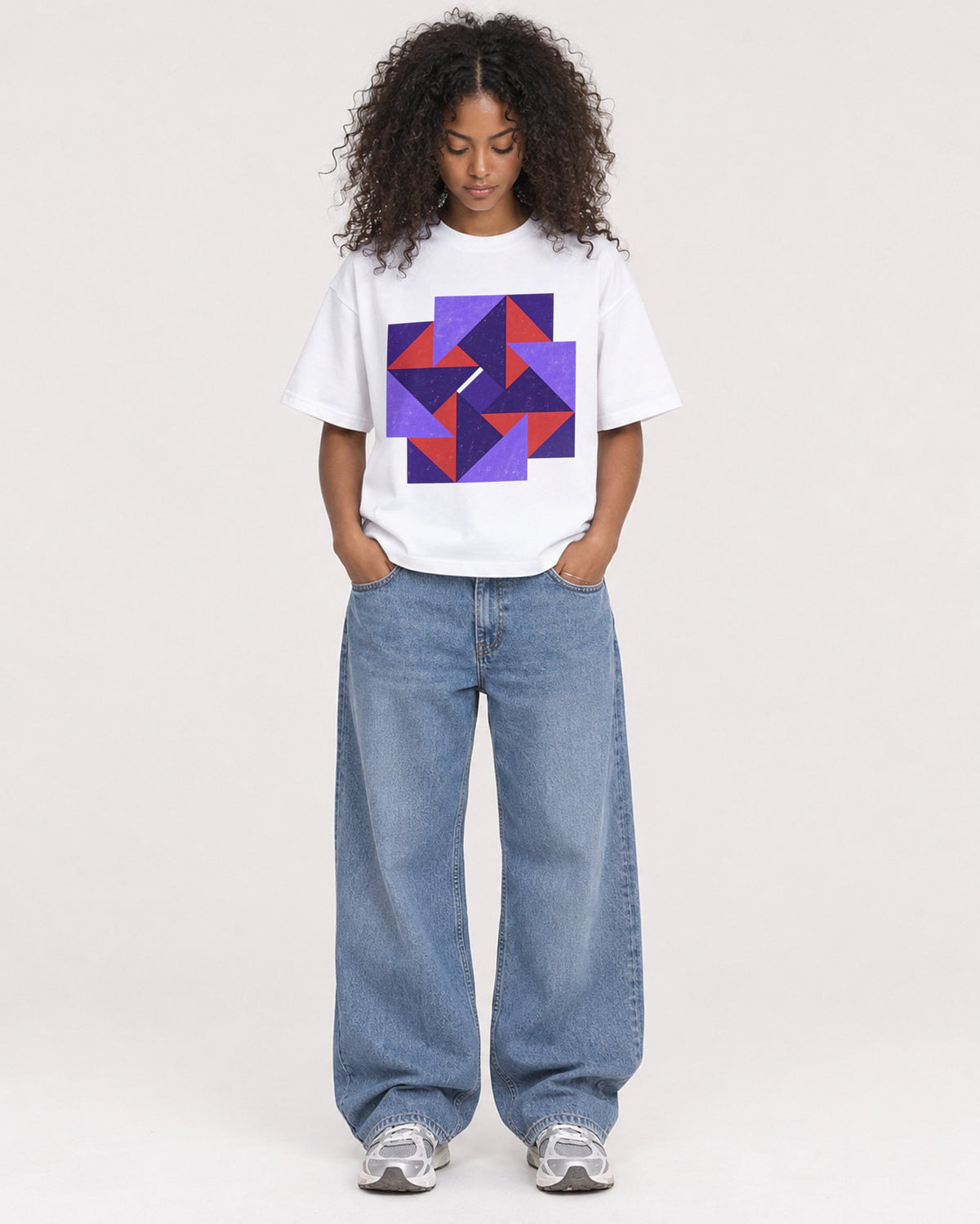 Mockup Boxy Heavyweight Tee White female full-body 05