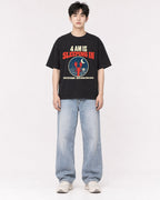 Mockup Boxy Heavyweight Tee Black male full-body 01