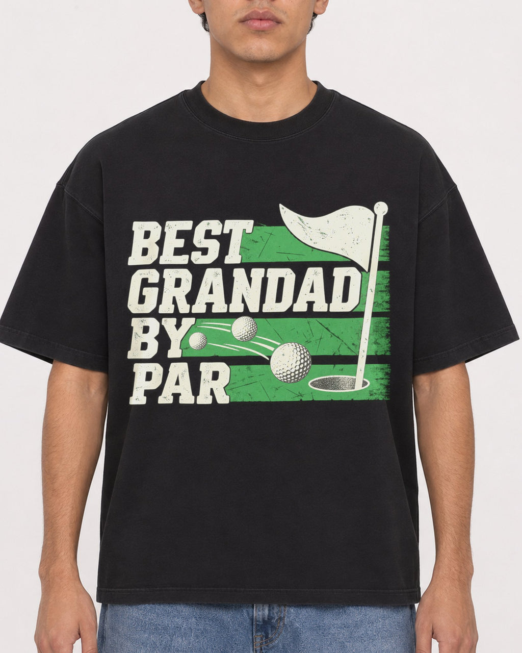 Mockup Boxy Heavyweight Tee Black male close-up 46