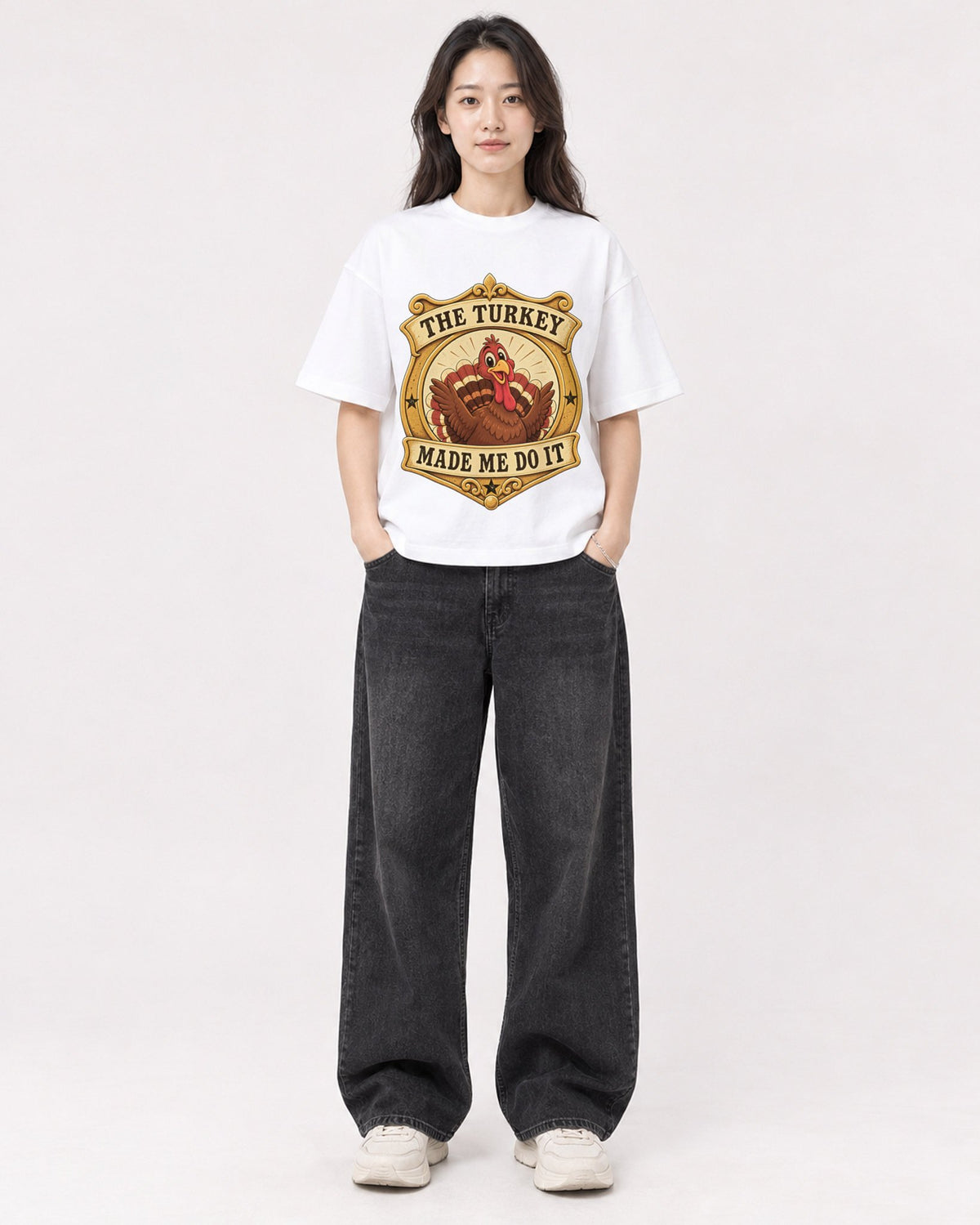 Mockup Boxy Heavyweight Tee White female full-body 03