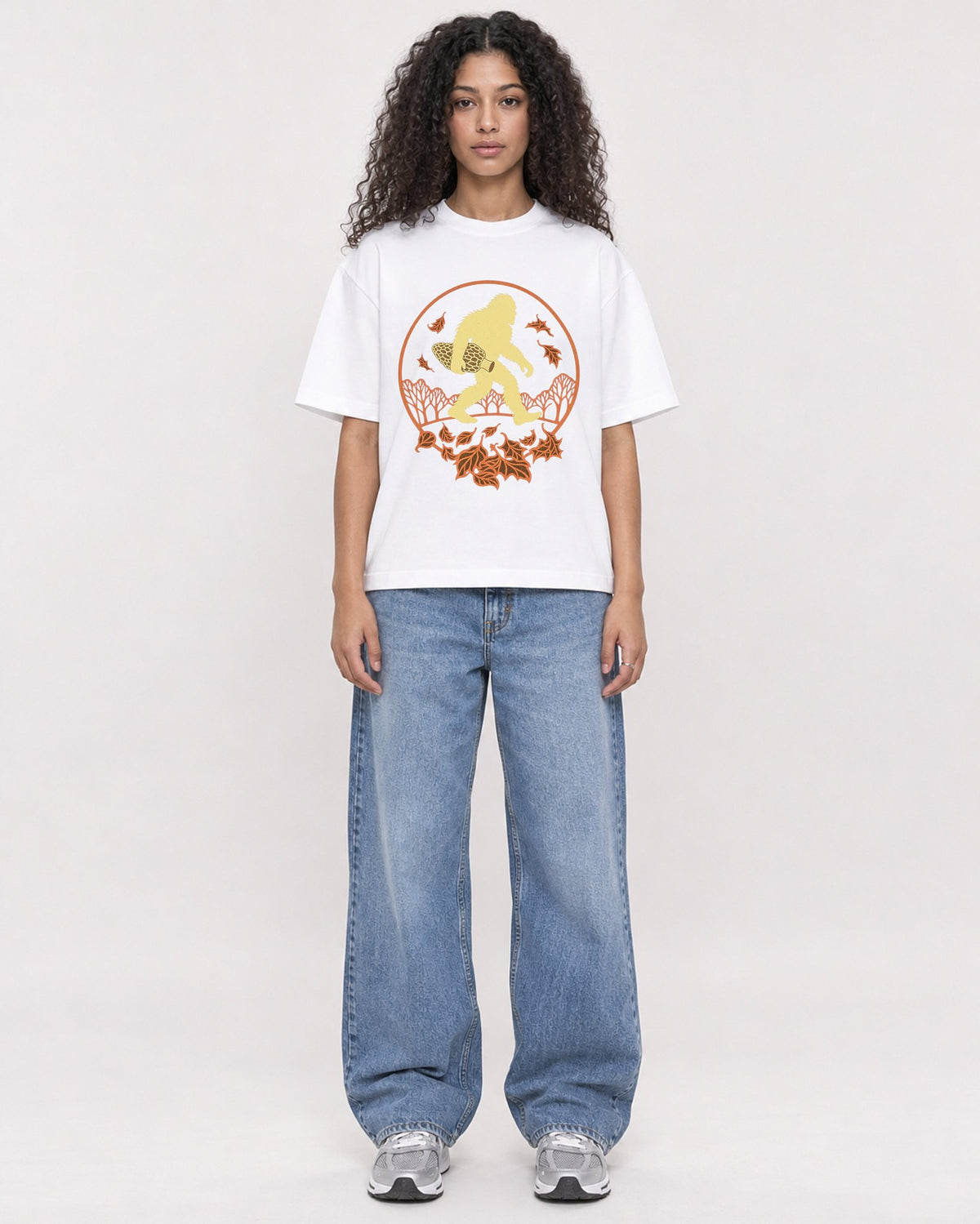 Mockup Boxy Heavyweight Tee White female full-body 10