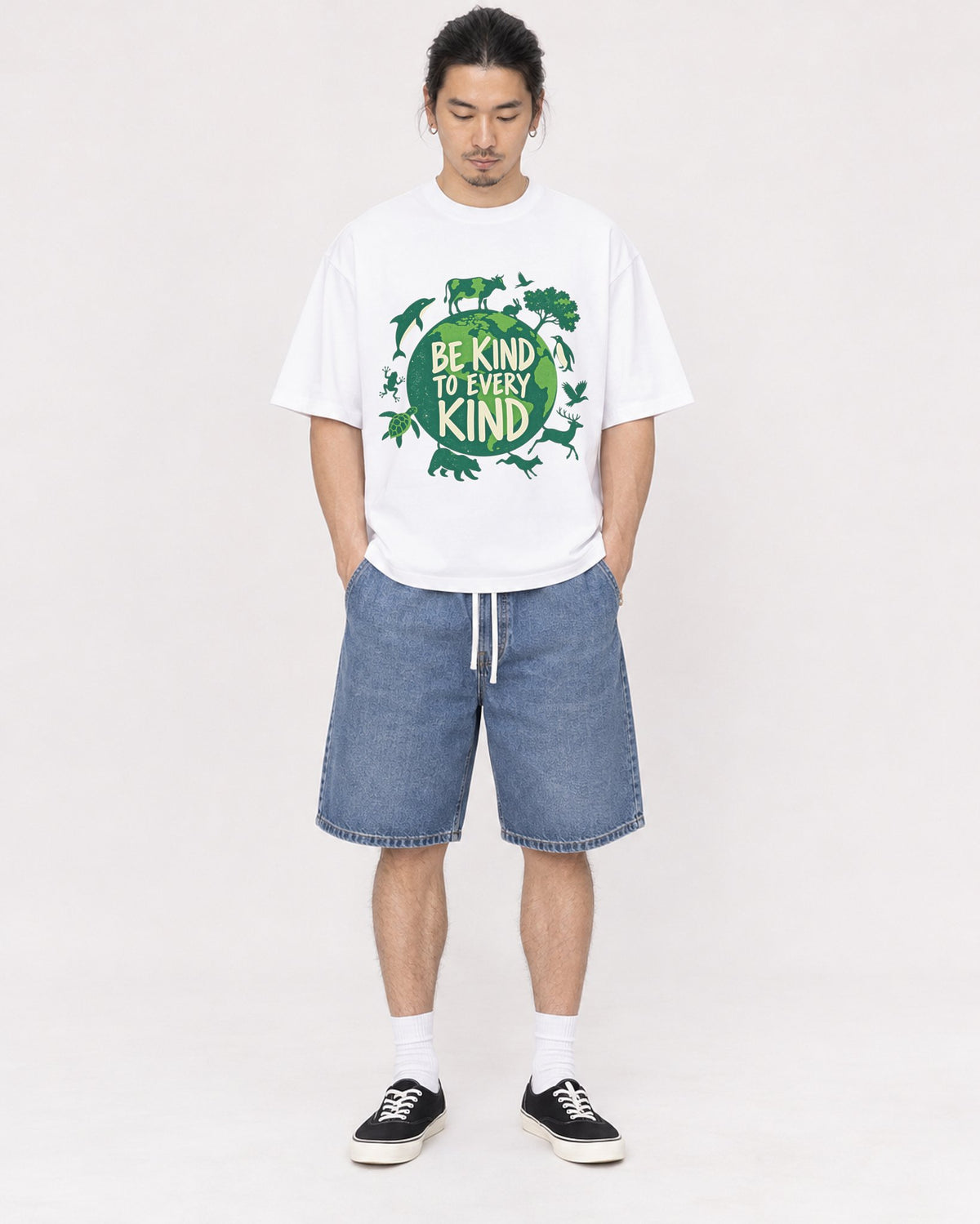 Mockup Boxy Heavyweight Tee White male full-body 43