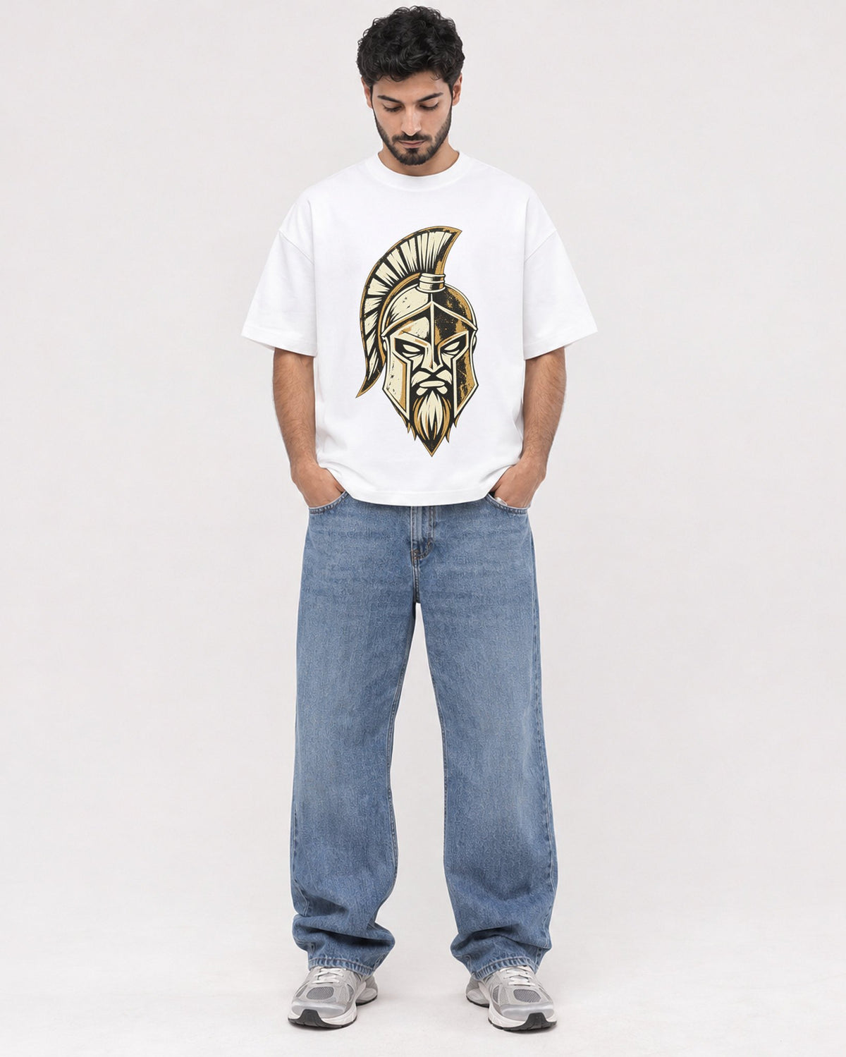 Mockup Boxy Heavyweight Tee White male full-body 07