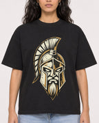 Mockup Boxy Heavyweight Tee Black female close-up 07