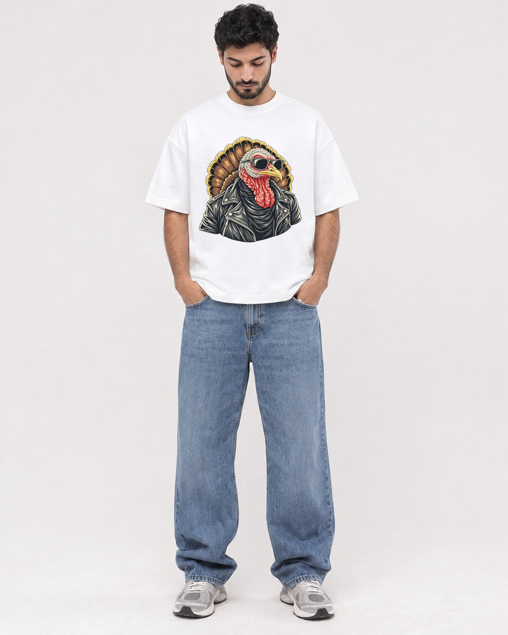 Mockup Boxy Heavyweight Tee White male full-body 07