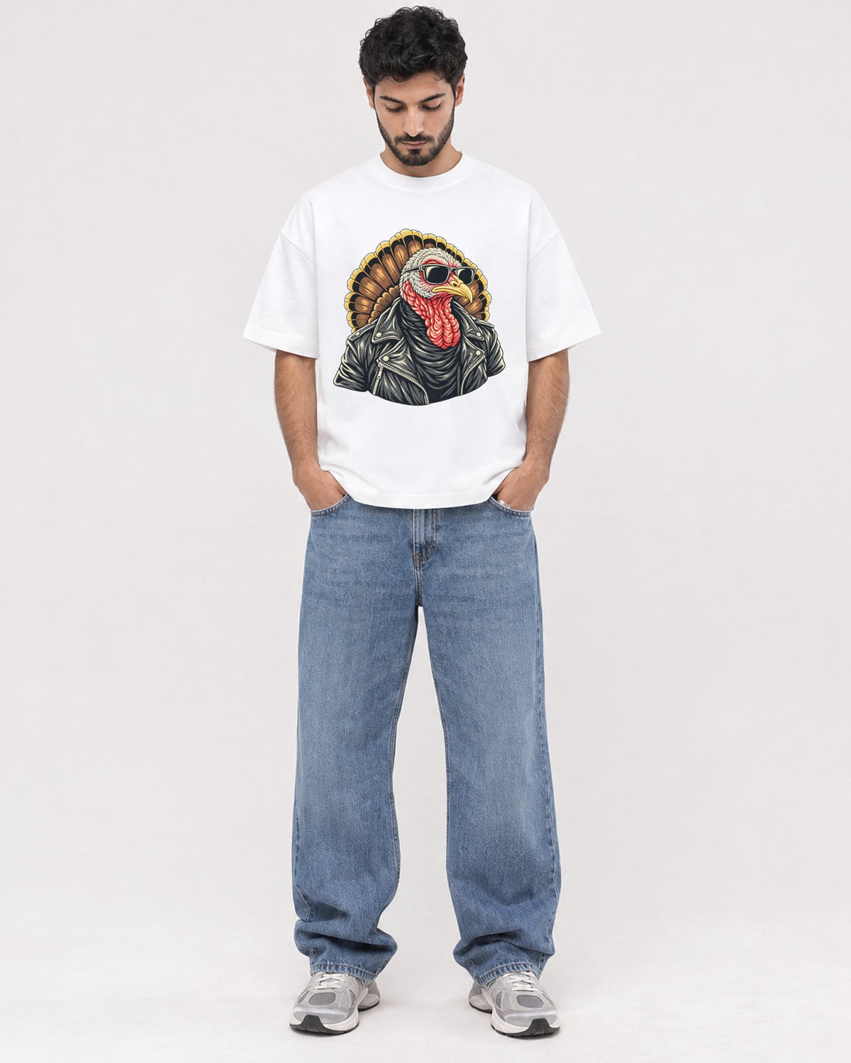 Mockup Boxy Heavyweight Tee White male full-body 07