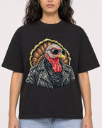 Mockup Boxy Heavyweight Tee Black female close-up 07