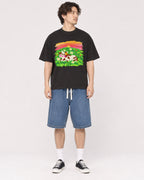 Mockup Boxy Heavyweight Tee Black male full-body 03