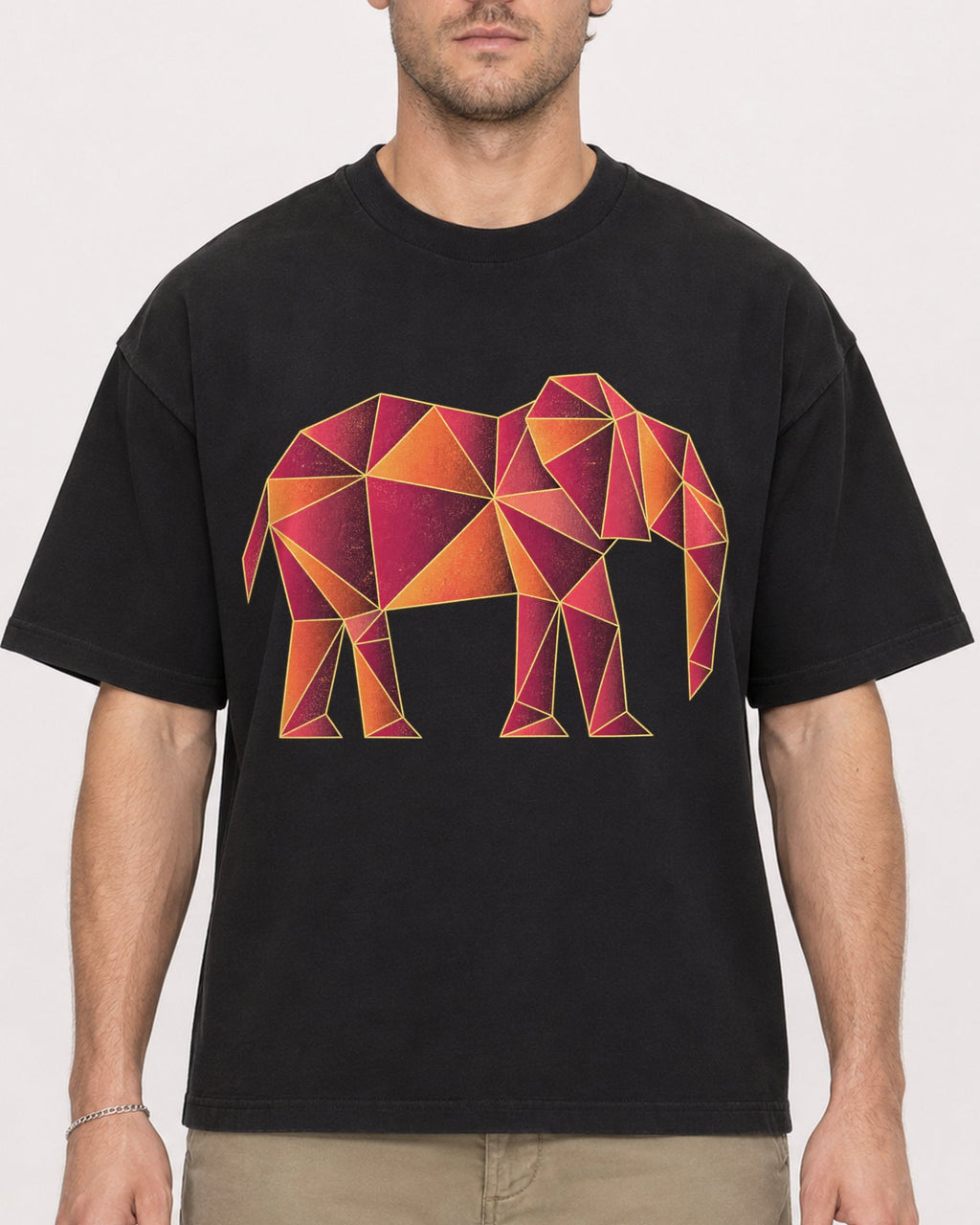 Mockup Boxy Heavyweight Tee Black male close-up 08