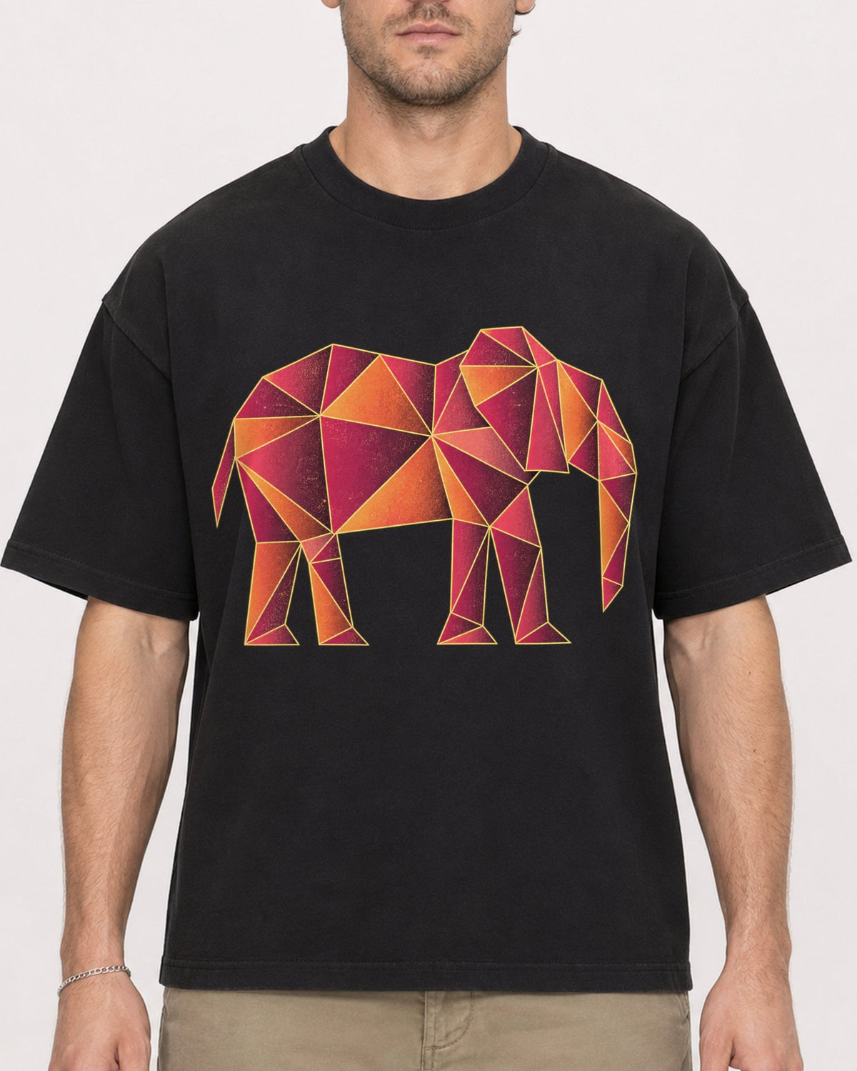 Mockup Boxy Heavyweight Tee Black male close-up 08